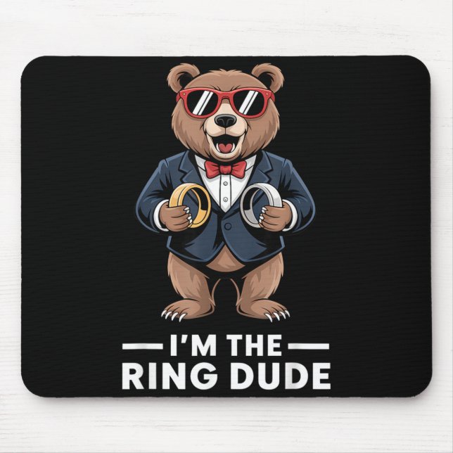 Ring Bearer Ring Security Funny Wedding Party Bear Mouse Pad (Front)