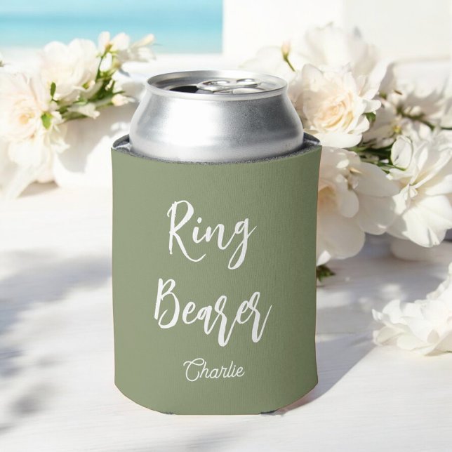 Ring Bearer Sage Green Wedding Can Cooler (Creator Uploaded)