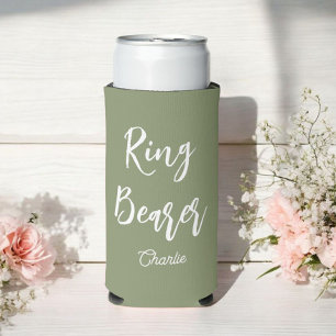 Ring Bearer Sage Green Wedding Seltzer Can Cooler