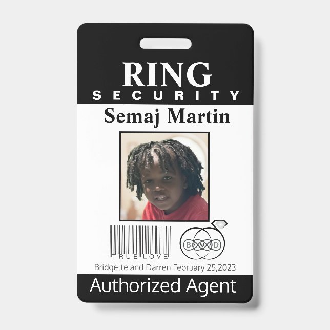 Ring Bearer Security Badge ID Badge (Front)