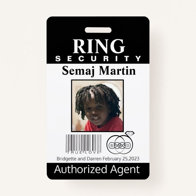 Ring Bearer Security Badge ID Badge (Front)