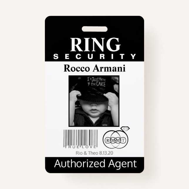 Ring Bearer Security Badge ID Badge (Front)
