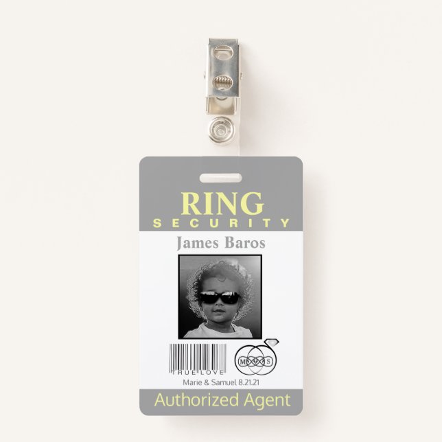 Ring Bearer Security Badge ID Badge (Front with Clip)