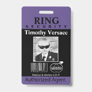Ring Bearer Security Badge ID Badge