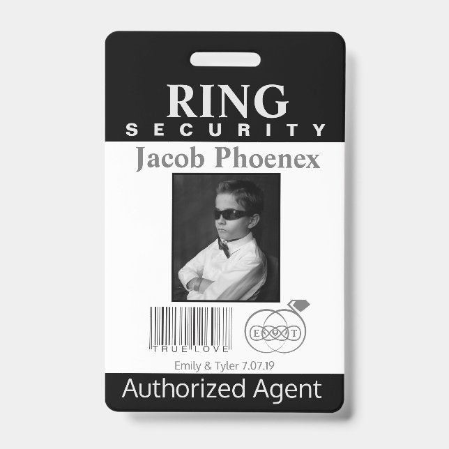 Ring Bearer Security Badge ID Badge (Front)