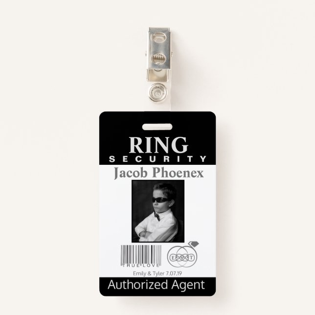 Ring Bearer Security Badge ID Badge (Front with Clip)