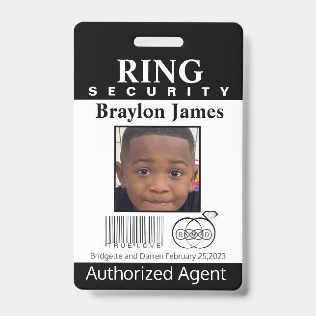 Ring Bearer Security Badge ID Badge (Front)
