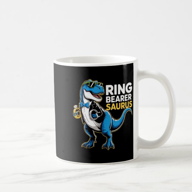 Ring Bearer T-rex Dino Funny Wedding Party Ring Di Coffee Mug (Right)