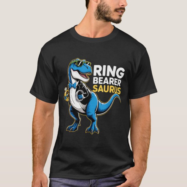 Ring Bearer T-rex Dino Funny Wedding Party Ring Di T-Shirt (Front)