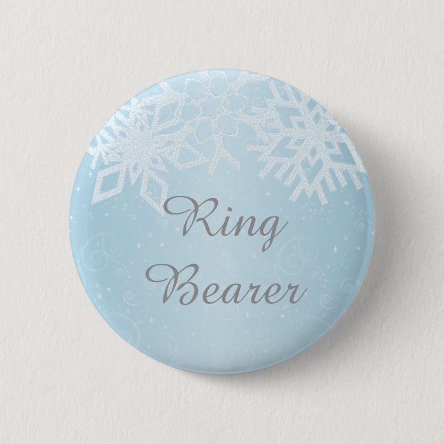 Ring Bearer Winter Snowflakes 6 Cm Round Badge (Front)