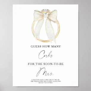 Ring & Bow Bridal shower How Many Corks  Poster