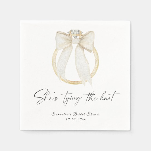 Ring Bow She's tying the knot Bridal Shower Napkin (Front)