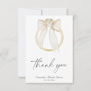Ring Bow She's tying the knot Bridal Shower thanks Thank You Card
