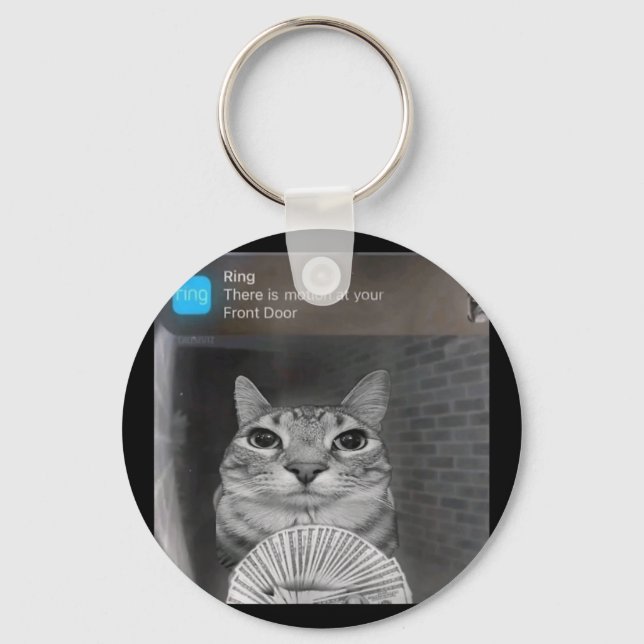 Ring Cat With Motion Meme Cursed Funny Men Women  Key Ring (Front)