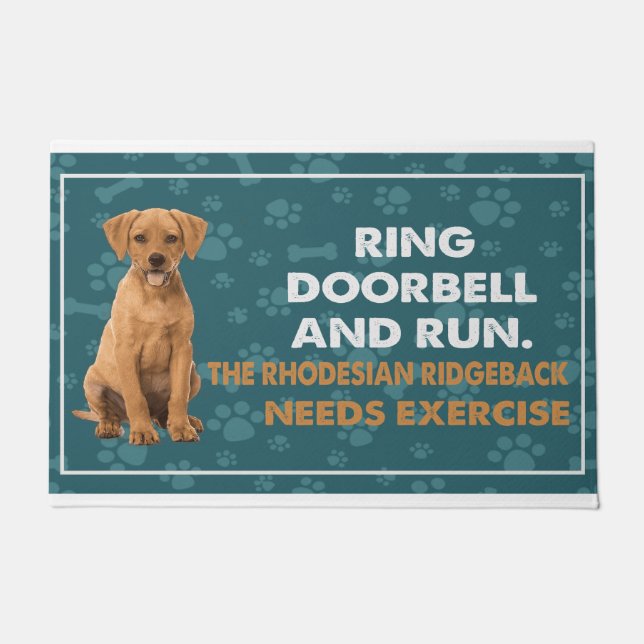 Ring Doorbell And Run The Rhodesian Ridgeback Need Doormat (Front)