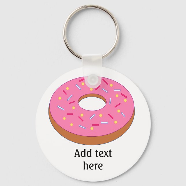 Ring Doughnut with Pink Frosting Customisable Key Ring (Front)