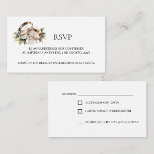 Ring Floral Spanish Wedding RSVP Card
