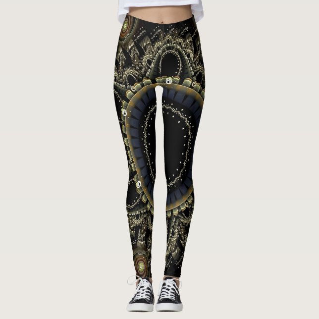 Ring Fractal Abstract Background Leggings (Front)