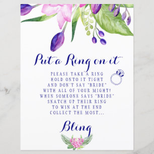 Ring game elegant floral bridal shower sign