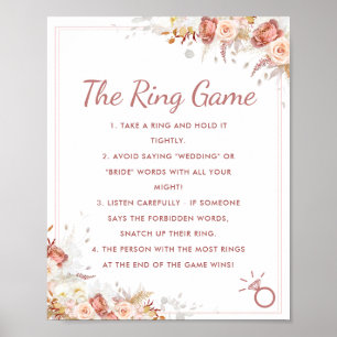 Ring Game Fall Floral Bridal Shower Sign