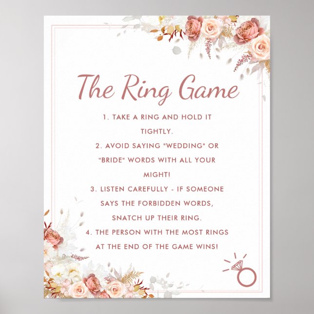 Ring Game Fall Floral Bridal Shower Sign (Front)