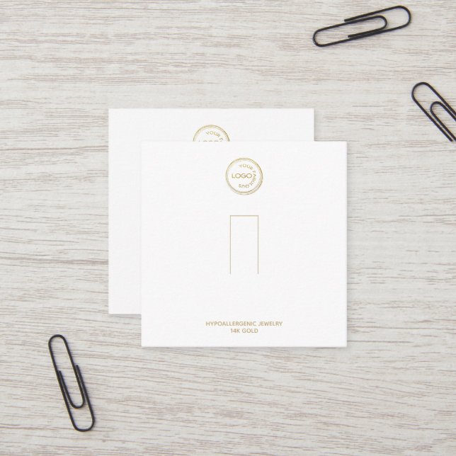 Ring Holder Display Add Your Logo White Square Business Card (Front/Back In Situ)