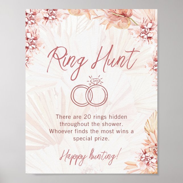 Ring Hunt Boho Bohemian Bridal Wedding Shower Game Poster (Front)