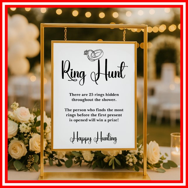 Ring Hunt Bridal Shower Game Elegant Sign  (Creator Uploaded)