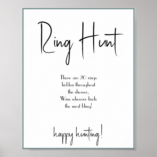 Ring Hunt Bridal Shower Game Sign (Front)