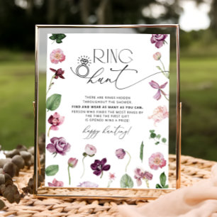 Ring Hunt Floral Bridal Shower Game Sign