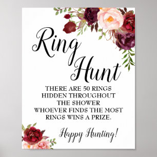 Ring hunt game Bridal shower marsala sign
