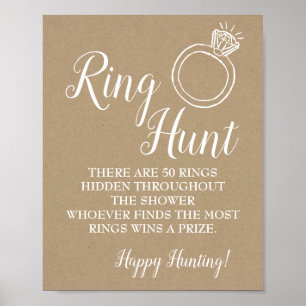 Ring hunt game Bridal shower rustic wedding sign