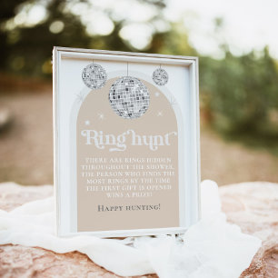 Ring Hunt Game Disco Ball Bridal Shower  Poster