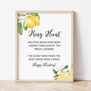 Ring Hunt Lemon Citrus Bridal Shower Game Sign