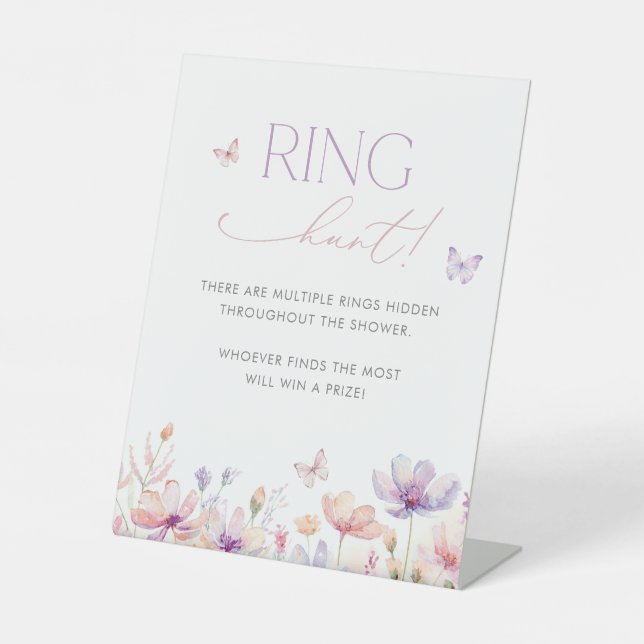 Ring Hunt Sign Bridal Shower Game Butterfly (Front)