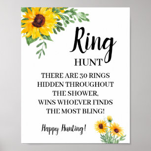 Ring Hunt Sunflowers Bridal Shower Game Sign
