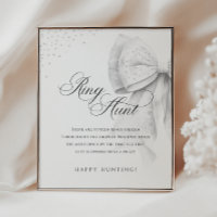 Ring Hunt White Bow Pearls Bridal Shower Game Sign