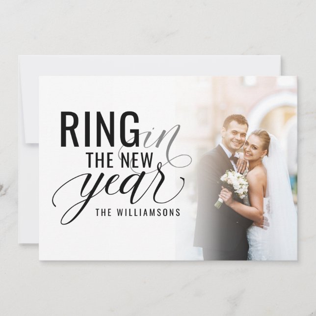 Ring In The New Year Champagne Custom Photo Cards (Front)