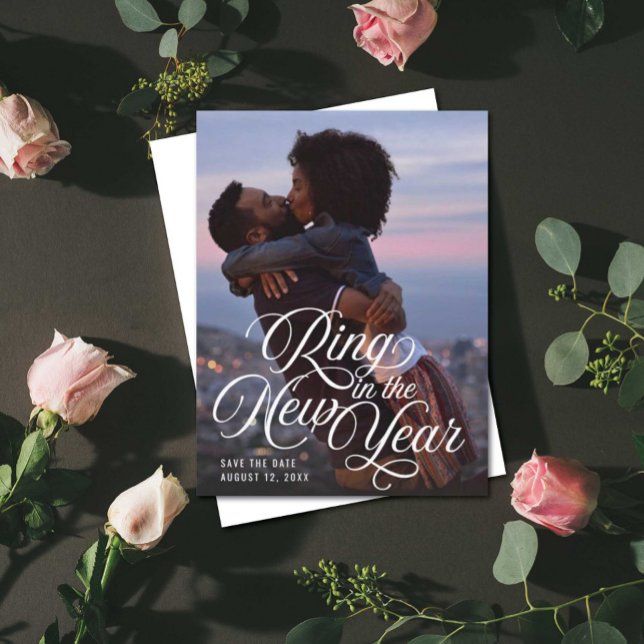 Ring in the New Year Photo Save the Date Announcement Postcard (Creator Uploaded)