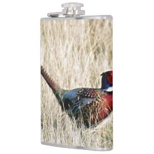 Ring Neck Pheasant in Meadow Hip Flask