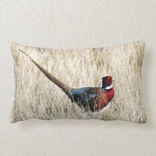 Ring Neck Pheasant in Meadow Lumbar Cushion