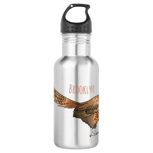 Ring-necked pheasant bird cartoon illustration 532 ml water bottle