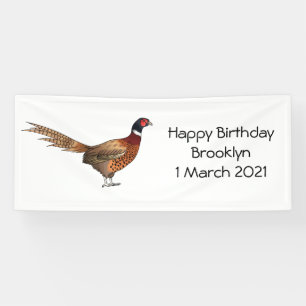 Ring-necked pheasant bird cartoon illustration  banner