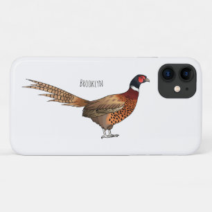 Ring-necked pheasant bird cartoon illustration iPhone 11 case