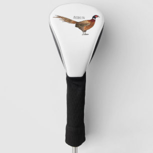 Ring-necked pheasant bird cartoon illustration golf head cover