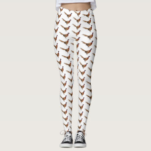 Ring-necked pheasant bird cartoon illustration leggings