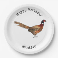 Ring-necked pheasant bird cartoon illustration