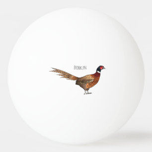 Ring-necked pheasant bird cartoon illustration ping pong ball