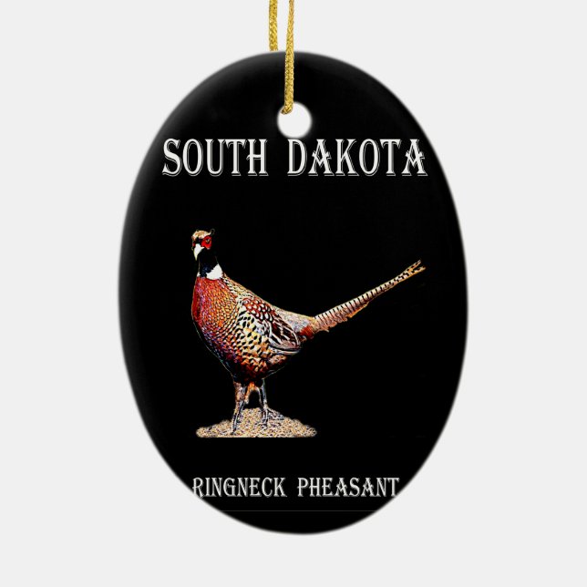 Ring necked Pheasant Ceramic Ornament (Back)