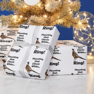 Ring-necked Pheasant Flaunting White Ring Birthday Wrapping Paper